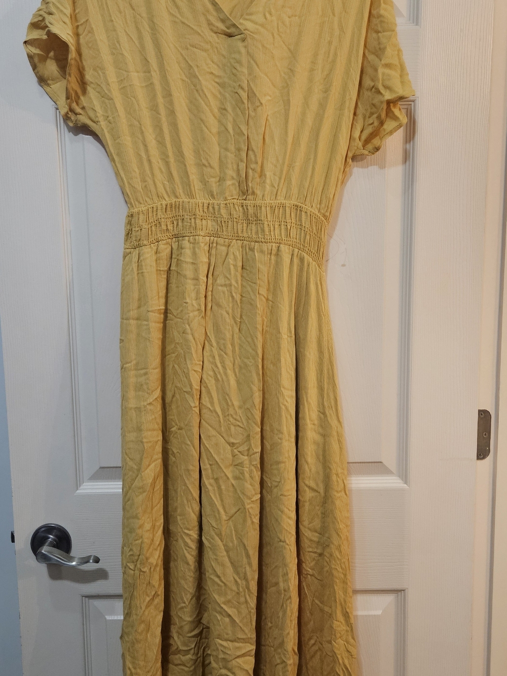 Women’s Yellow Smocked-Waist Maxi Dress